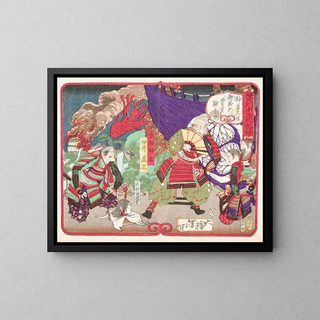 Tsukioka Yoshitoshi - Tokugawa Ieyasu Examining the Head of Kimura Shigenari at the Battle of Osaka Castle.webp