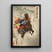 Uesugi Kenshin Nyd Terutora chevauchant au combat - Tsukioka Yoshitoshi — gerahmtes Bild an der Wand