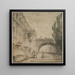 Ein Palast mit einer Bogenbrücke, eine römische Villa - Hubert Robert — gerahmtes Bild an der Wand