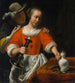 Eine junge Frau und ein Reiter - Cornelis Bisschop — Ansicht des Kunstwerks