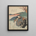 Mutter stillt ihr Kind, angelehnt an einen Stier - Utagawa Kunimaru — gerahmtes Bild an der Wand
