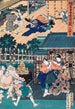 Akt III Enya Verhindert, Moronao anzugreifen, von Honzô Kampei, Bannai aus dem Schloss zu schicken, um die Geschenke von Honzô zu empfangen, die von Wakasanosuke kommen sollen - Utagawa Kunisada Toyokuni III — Ansicht des Kunstwerks