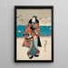 Mann in Mode, der den Schnee beobachtet - Utagawa Kunisada Toyokuni III — gerahmtes Bild an der Wand