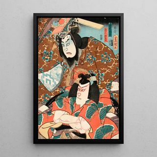 Utagawa Kunisada Toyokuni III - Fujiwara no Tokihira and Toneri Matsumaru from the Play Sugawara Denj Tenarai Kagami.webp