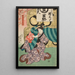 Geisha Ohisa und Umekichi von iso in Tänzerinnen des Löwen - Utagawa Kunisada Toyokuni III — gerahmtes Bild an der Wand