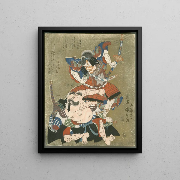 Utagawa Kunisada Toyokuni III - Ichikawa Danjr VII as Soga no Gor and Band Mitsugor III as Kobayashi no Asahina in a Soga Play.webp