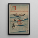 Wettbewerb der Genji-Dichtung, Mitsuuji-Ausflug ans Meer, um die Jakobsmuscheln beim Tauchen zu beobachten - Utagawa Kunisada Toyokuni III — gerahmtes Bild an der Wand