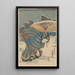 Schneeszene, Frau beugt sich, um ihren Schuh zu richten - Utagawa Kunisada Toyokuni III — gerahmtes Bild an der Wand