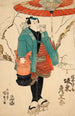 Schauspieler Bandō Hikosaburō in Ukiyo Inosuke in Sekai ha Taira ume no kaomise - Utagawa Kunisada Toyokuni III — Ansicht des Kunstwerks
