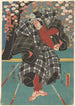 Schauspieler Ichikawa Danjūrō in kariertem Kostüm - Utagawa Kunisada Toyokuni III — Ansicht des Kunstwerks