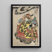 Die Kurtisanen Hanamurasaki und Koshikibu aus dem Haus Tamaya, die im Regen spazieren gehen - Utagawa Kunisada Toyokuni III — gerahmtes Bild an der Wand