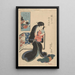 Frau, die ein Baby hält - Utagawa Kunisada Toyokuni III — gerahmtes Bild an der Wand