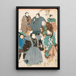Utagawa Kuniyoshi - Celebrating Spring Kabuki Actors Disguised as a Street Crowd.webp