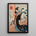 Schönheit unter dem Schnee auf einer Veranda - Utagawa Kuniyoshi — gerahmtes Bild an der Wand
