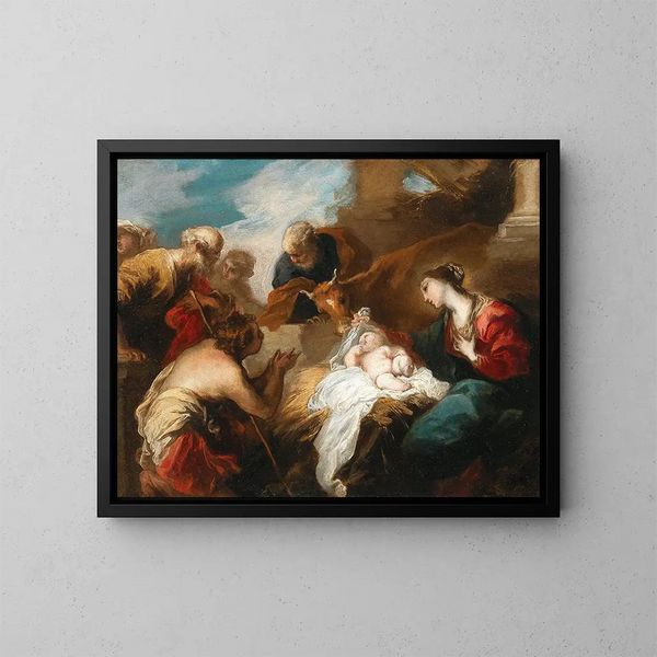 Anbetung der Hirten - Valerio Castello — gerahmtes Bild an der Wand