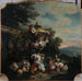 Vase de fleurs et fruits dans un paysage - Flix Boutreux — in einem Innenraum präsentiert