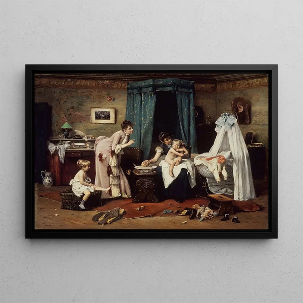 Toilette der Kinder - Václav Brožík — gerahmtes Bild an der Wand
