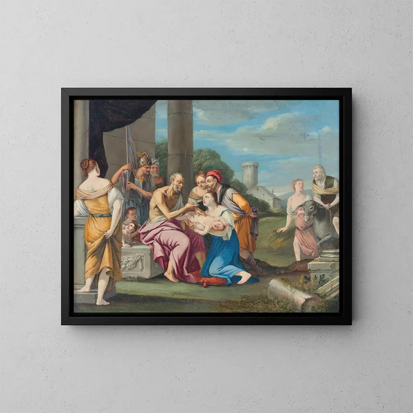 Liriope presenting Narcissus à Tirésias - Venezianische Schule — gerahmtes Bild an der Wand
