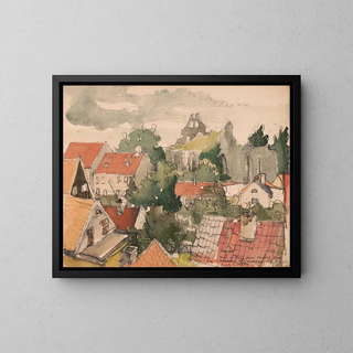 Victor Alfred Lundy - View of Visby from Norder Klint showing the ruins of St Nicholas.webp
