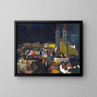 Vilmos AbaNovk - Figures In a Village Market.webp