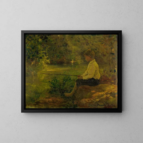 L'enfant à la pêche - Virginie Demont-Breton — gerahmtes Bild an der Wand