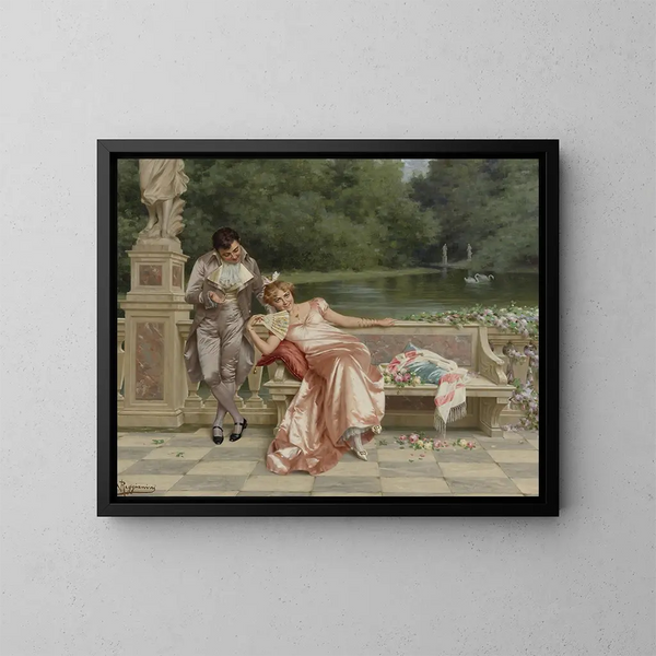 La flirtation - Vittorio Reggianini — gerahmtes Bild an der Wand