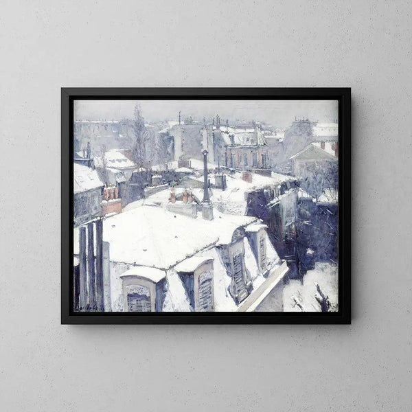 Vue de toits Effet de neige - Gustave Caillebotte | Reproduction Tableau Décoration murale affiche copie