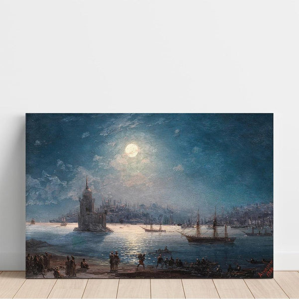 Ansicht des Bosporus mit Hagia Sophia und der Jungfrau Turm im Mondschein - Ivan Konstantinovich Aivazovsky