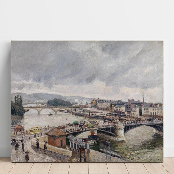 Reproduktion des Gemäldes Ansicht auf die große Brücke, Rouen, Regen - Camille Pissarro