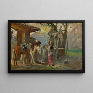 Wacaw Pawliszak - Horses at the waterhole sketch.webp