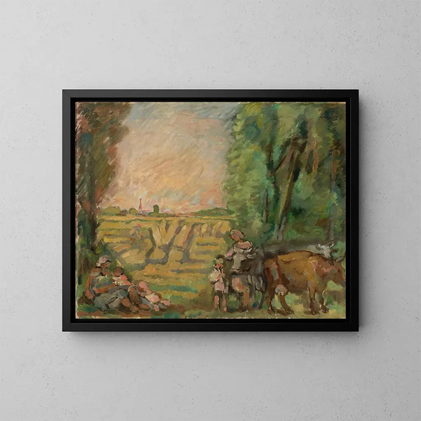 Landschaft mit Garben - Wacław Wśowicz — gerahmtes Bild an der Wand
