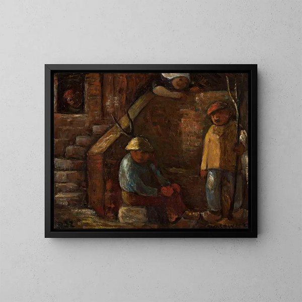 Szene in der Nähe der Treppe - Wacław Wśowicz — gerahmtes Bild an der Wand
