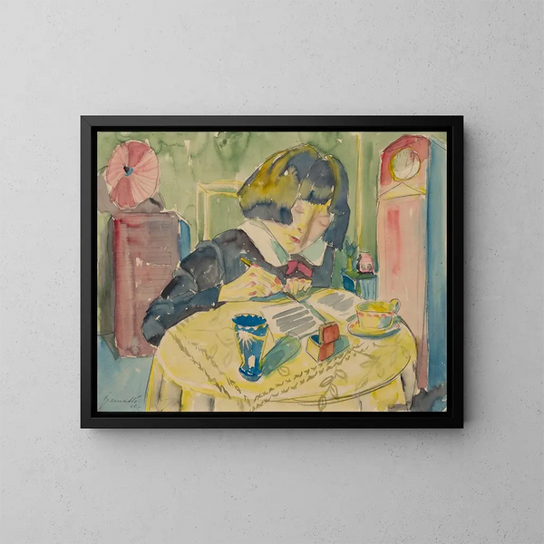 Frau schreibend - Walter Gramatt — gerahmtes Bild an der Wand