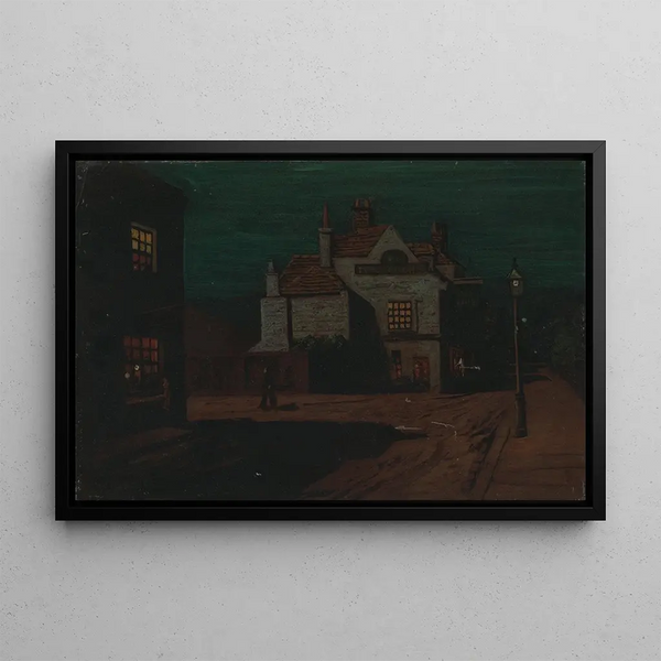 Der schwarze Löwe Chelsea bei Nacht - Walter Greaves — gerahmtes Bild an der Wand
