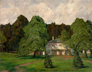 Walter Leistikow - Haus hinter blhenden Kastanienbumen.webp