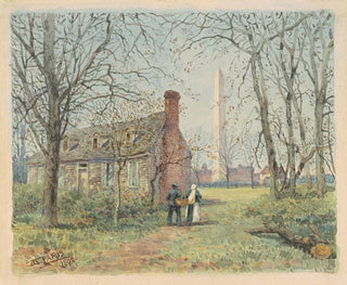 Walter Paris - David Burnss Cottage and the Washington Monument.webp