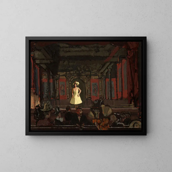 Das Palais der Varietés von Hungerford, zweite Runde von Katie Lawrence - Walter Richard Sickert — gerahmtes Bild an der Wand