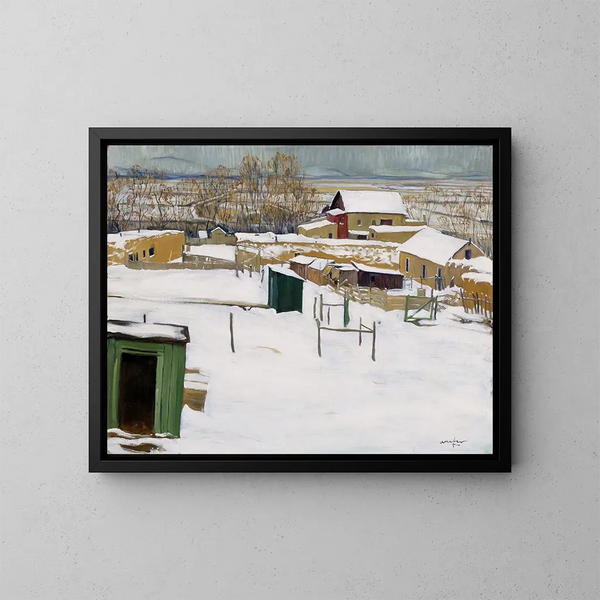 Taos unter dem Schnee - Walter Ufer — gerahmtes Bild an der Wand