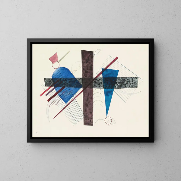 Blaues Gemälde in rund und spitz - Wassily Kandinsky — gerahmtes Bild an der Wand