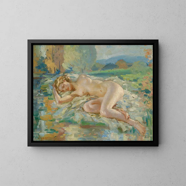 Nacktes weibliches liegend - Wilfrid Gabriel de Glehn — gerahmtes Bild an der Wand