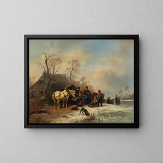 Wilhelm Alexander Meyerheim - A Winter Scene with Children and Horses.webp