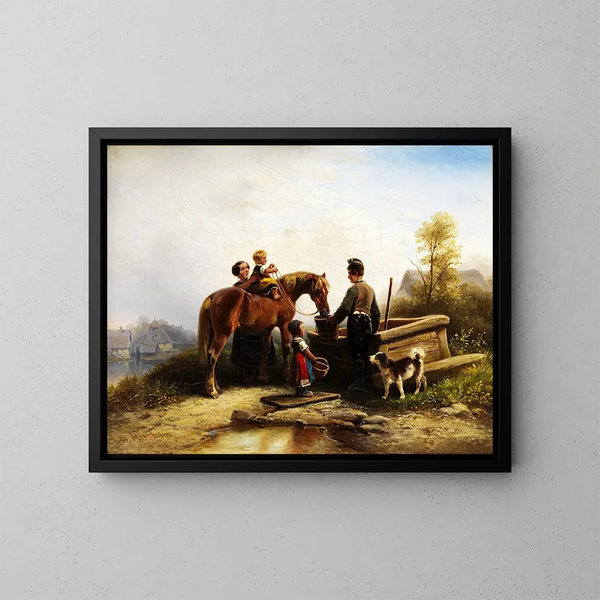 An der Fontaine - Wilhelm Alexander Meyerheim — gerahmtes Bild an der Wand