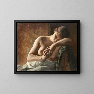 Studie eines schlafenden Mädchens - Wilhelm Altheim — gerahmtes Bild an der Wand