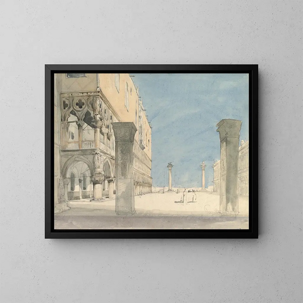 Ansicht der Piazzetta von San Marco in Venedig - Wilhelm Gail — gerahmtes Bild an der Wand