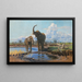 Elefanten an einem Wasserloch - Wilhelm Kuhnert — gerahmtes Bild an der Wand