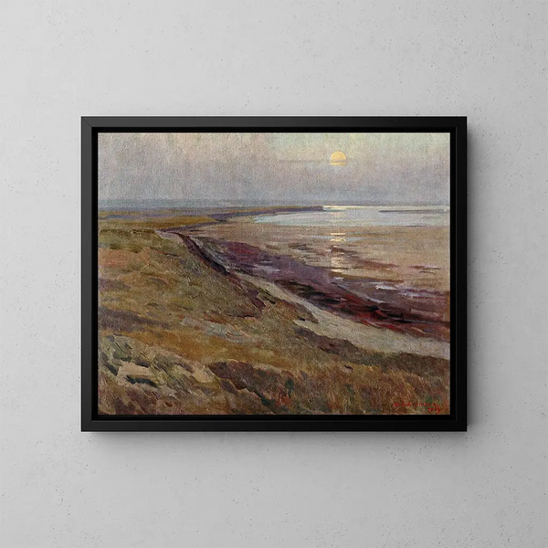 Leuchtender Mondaufgang auf der Insel Sylt - Wilhelm Ludwig Lehmann — gerahmtes Bild an der Wand