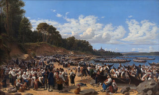 Wilhelm Marstrand - ChurchGoers Arriving By Boat At The Parish Church Of Leksand On Siljan Lake Sweden.webp