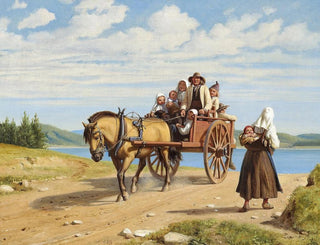 Wilhelm Marstrand - Parti fra Leksand med dalarbnder p sndagsudflugt i hestevogn.webp