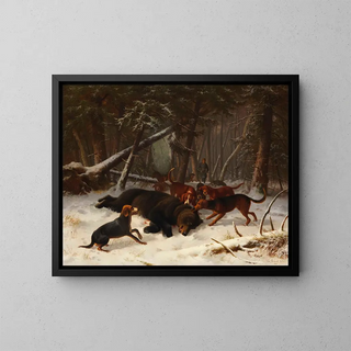 Jagd auf den Bären - Wilhelm Reinhardt — gerahmtes Bild an der Wand