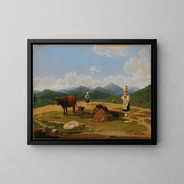 auf der Alm - Wilhelm von Kobell — gerahmtes Bild an der Wand